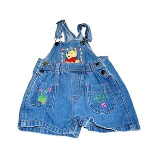 Vintage Disney Winnie the Pooh Denim Overalls–Embroidered Baby Romper 6–12 Month